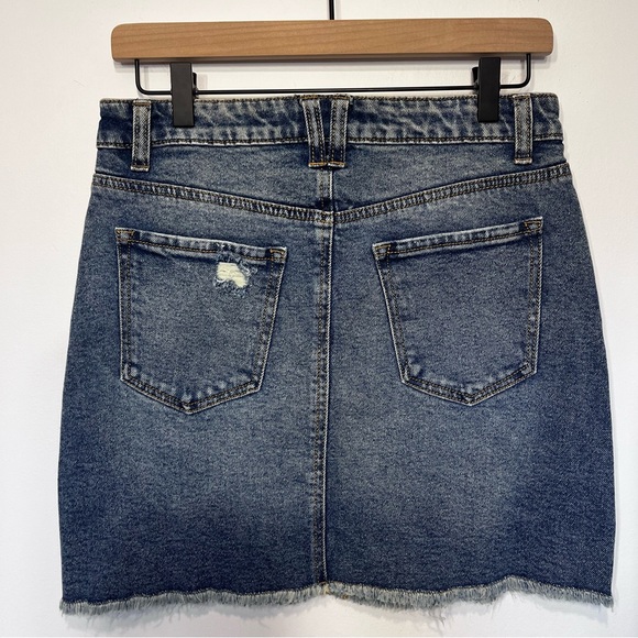 Vylette Distressed Denim Mini Skirt / Jean Skirt Frayed Hem Juniors Size 7 - Picture 4 of 8